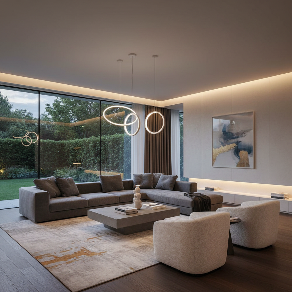 2 Light Round Modern Pendant Lighting Vintage Metal LED Ceiling Light