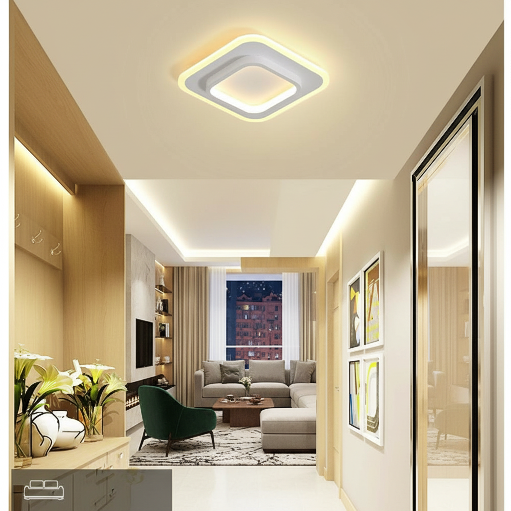2 Light Square Flush Mount Ceiling Light LED Light