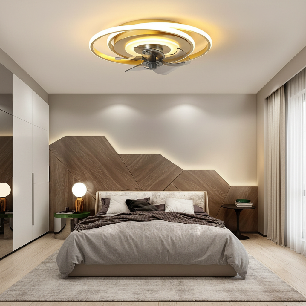 2 Rings Baby Kids Ceiling Fans with LED Light and Remote Control