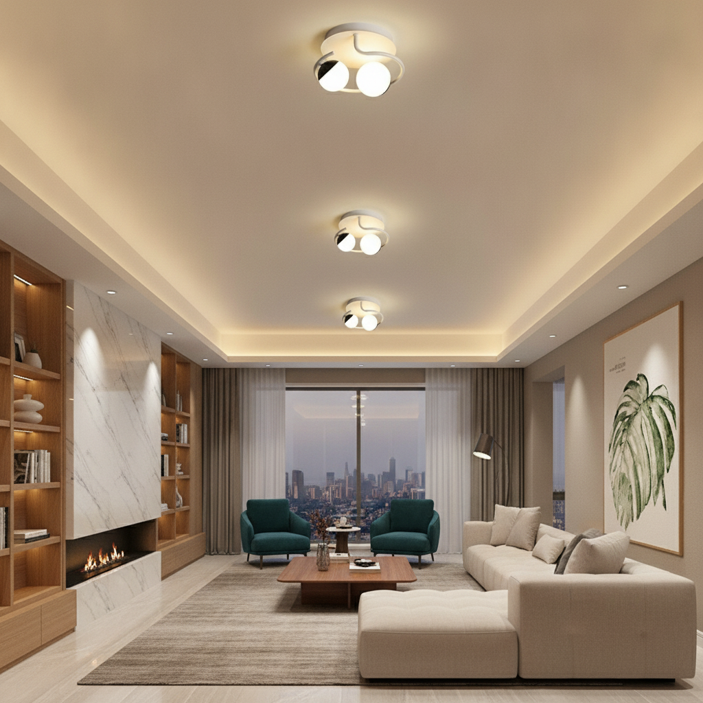 2-Light Globes Design LED Nordic Flush Mount Ceiling Light Ceiling Lamp