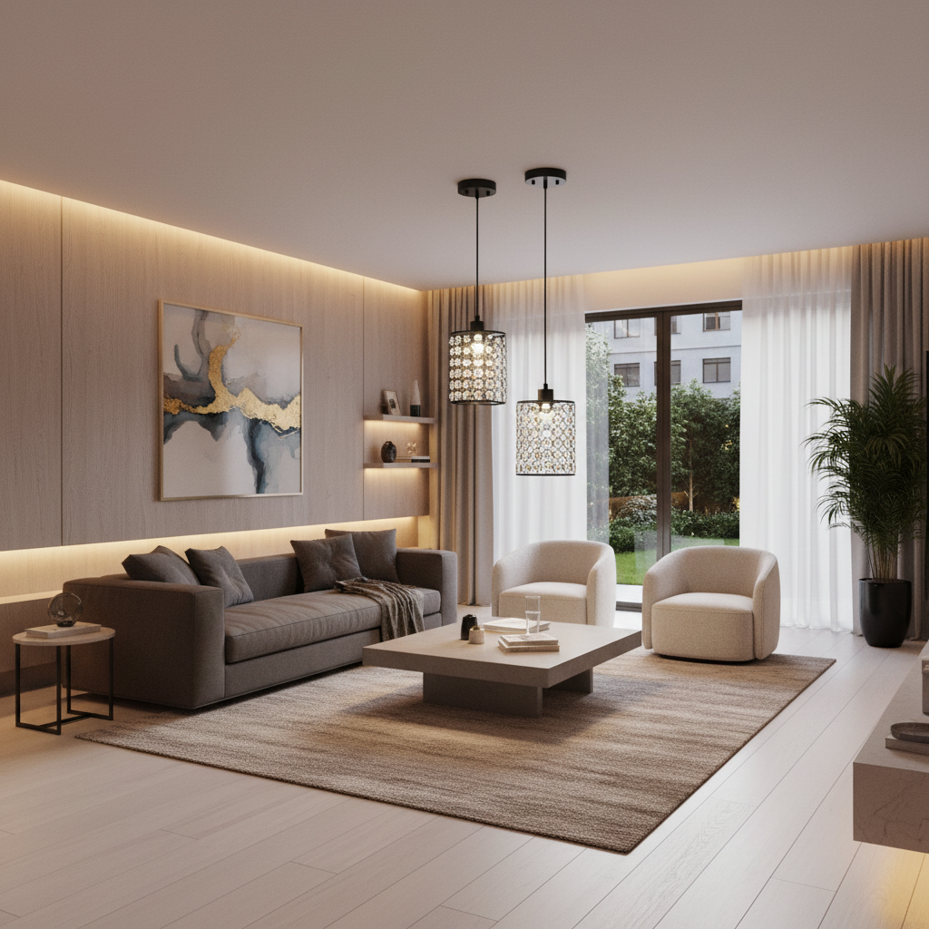 2-Pcs Crystal Pendant Light Minimalist Cylinder Decorative Light